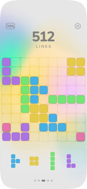 Game screen, light theme, score 512 lines