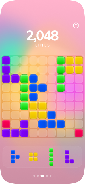 Game screen, gradient theme, score 2,048 lines