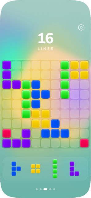 Game screen, theme 5, score 16 lines