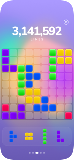 Game screen, theme 1, score 3,141,592 lines